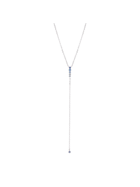 Argento Silver and Blue Tennis Drop Necklace