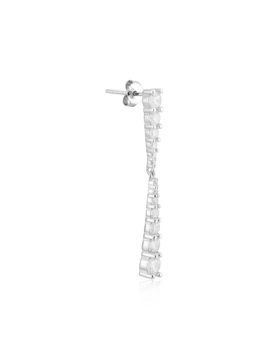 Argento Silver Drop Crystal Tennis Earrings