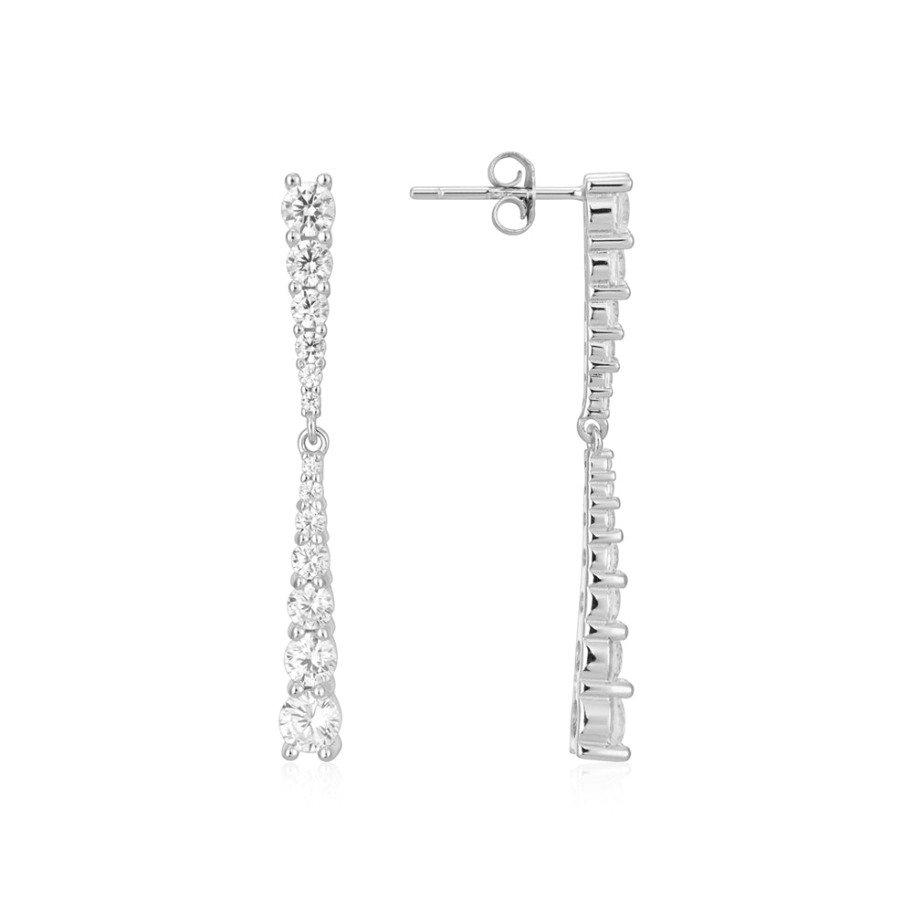 Argento Silver Drop Crystal Tennis Earrings