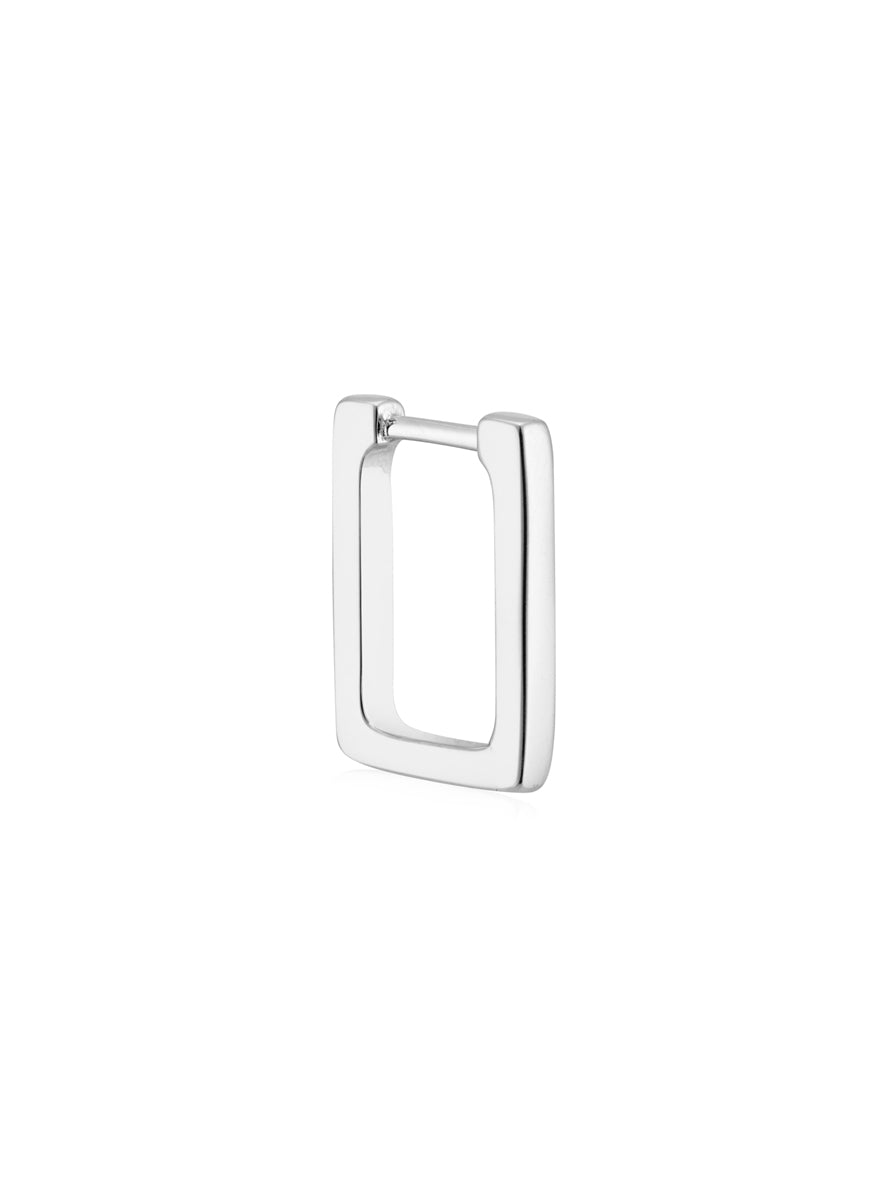Argento Silver Rectangular Plain Hoop Earrings