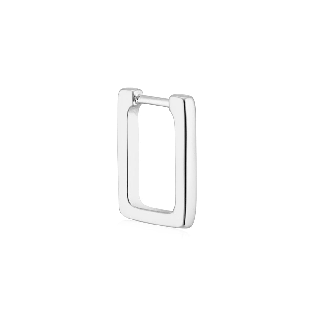 Argento Silver Rectangular Plain Hoop Earrings