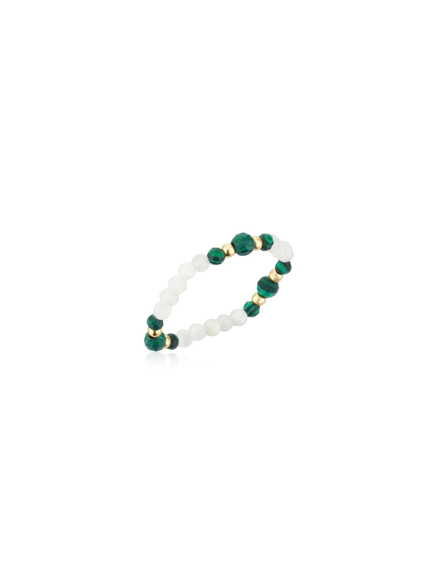 August Woods Gold Green Beaded Stretch Ring