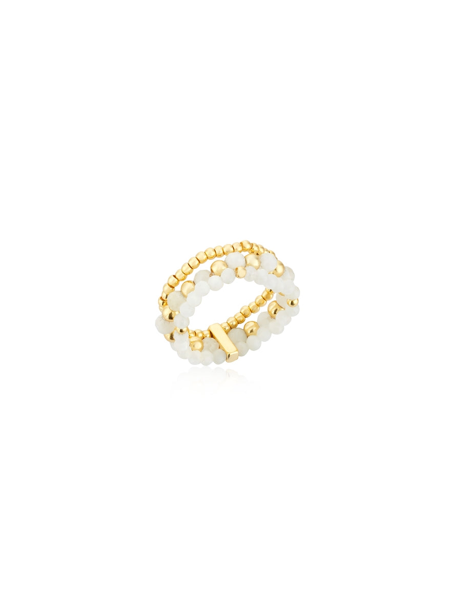 August Woods Gold Triple Stretch Beaded Ring