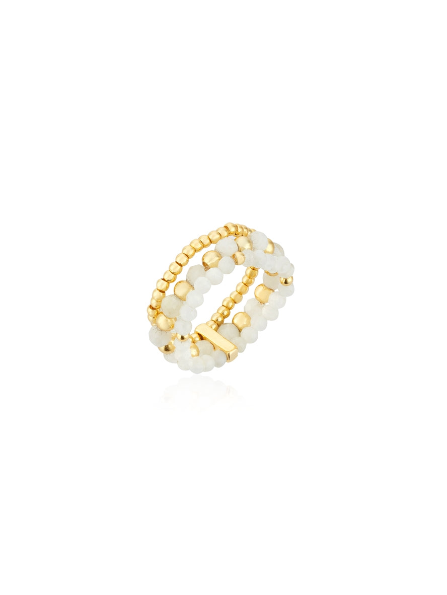 August Woods Gold Triple Stretch Beaded Ring