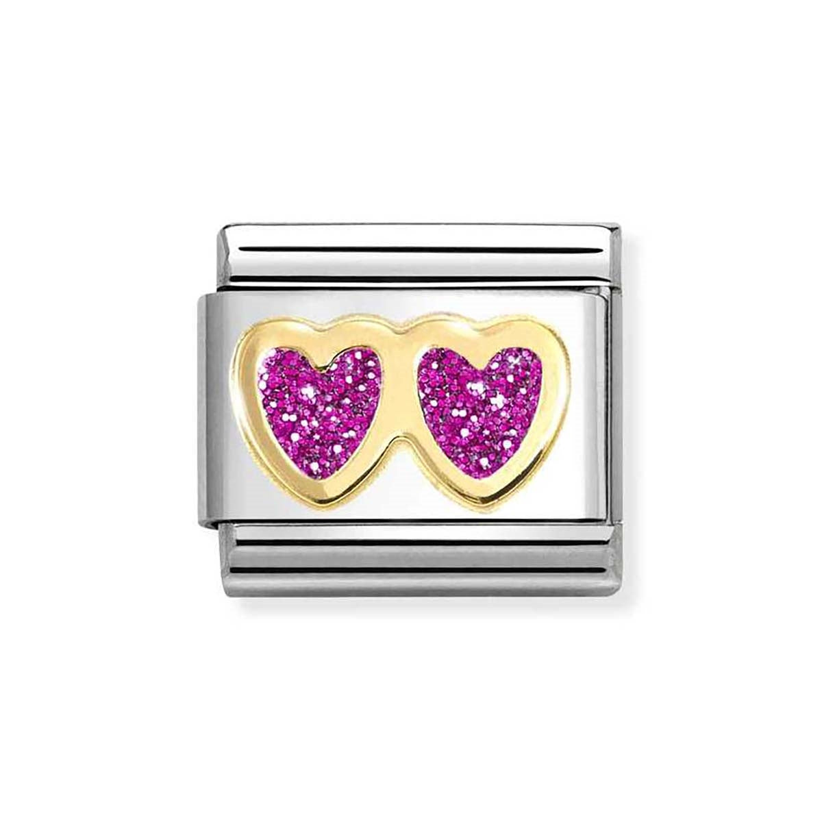 Nomination Fuchsia Double Glitter Heart Charm