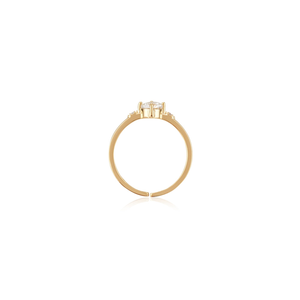 August Woods Gold CZ Solitaire Band Ring