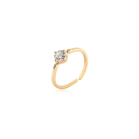 August Woods Gold CZ Solitaire Band Ring
