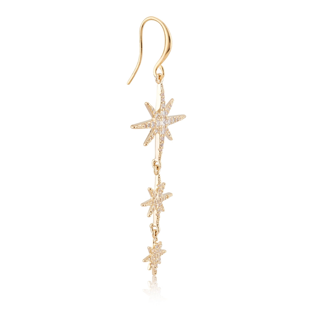 August Woods Gold Northern Lights Triple Star Earrings 