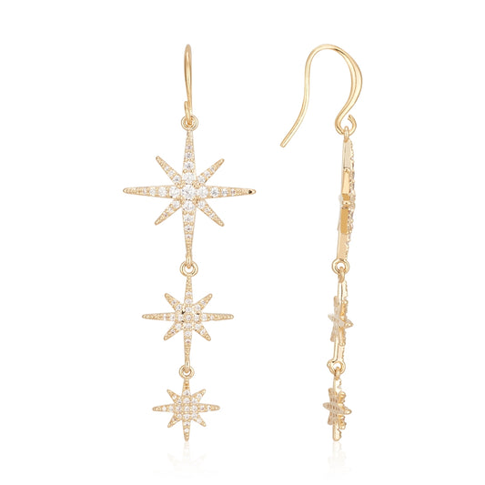 August Woods Gold Northern Lights Triple Star Earrings 
