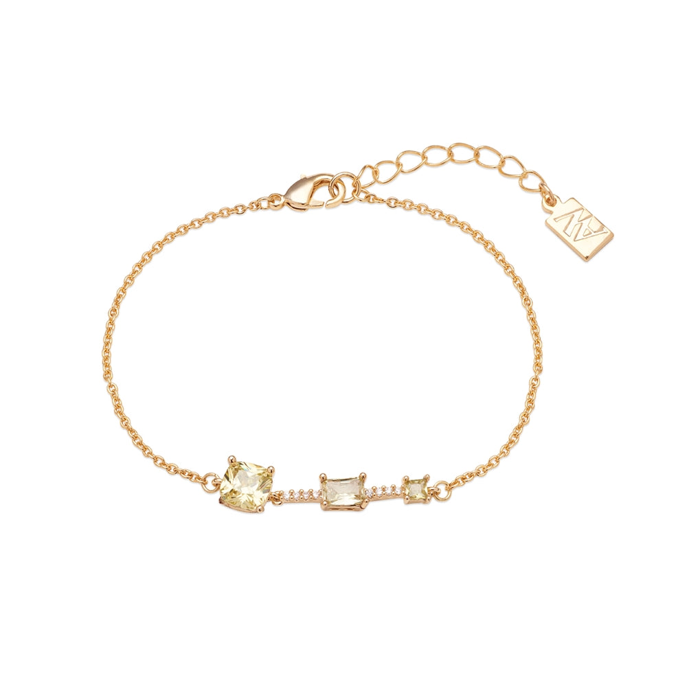 August Woods Gold Peridot CZ Rectangular Bracelet