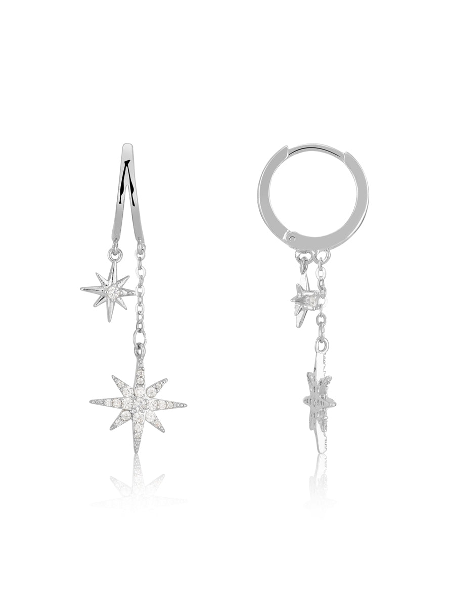 August Woods Silver Northern Lights Star Drop Earrings
