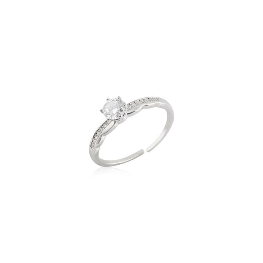 August Woods Silver Solitaire CZ Band Ring