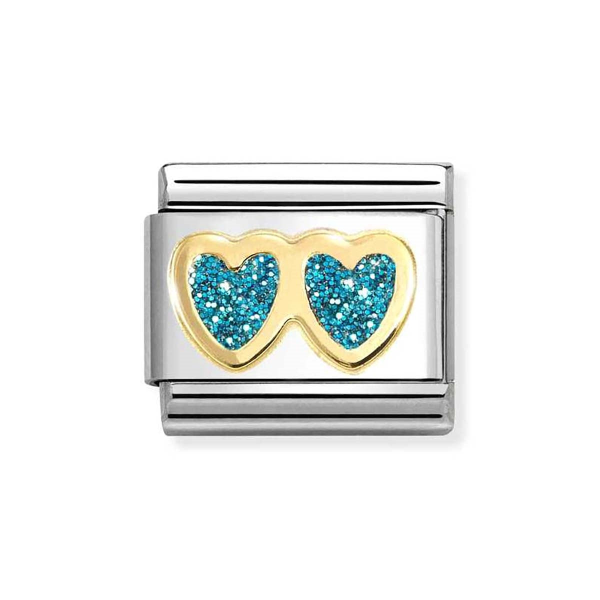 Nomination Double Heart Light Blue Charm