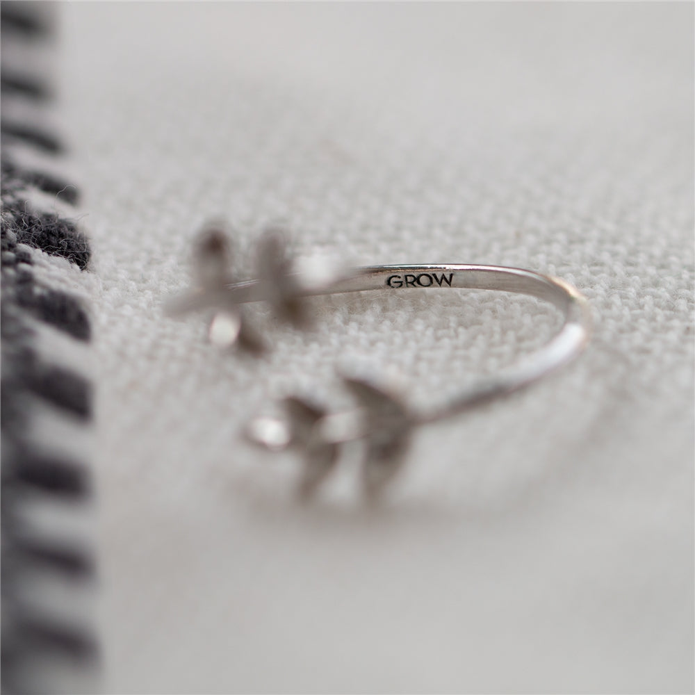 Seek + Find Grow Silver Vine Adjustable Ring