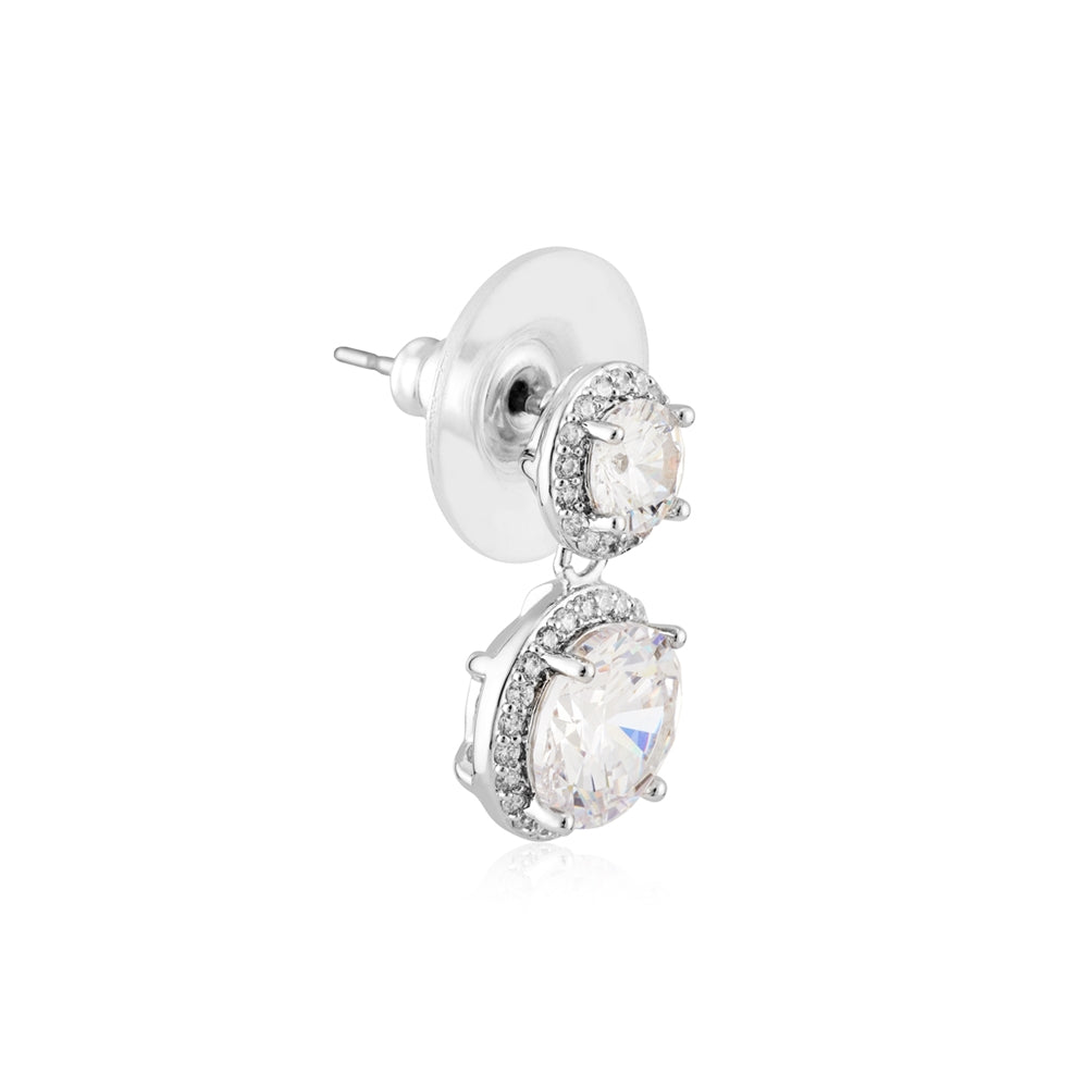 August Woods Silver Sparkle Halo Drop Earrings