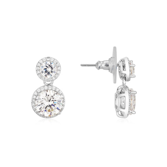 August Woods Silver Sparkle Halo Drop Earrings