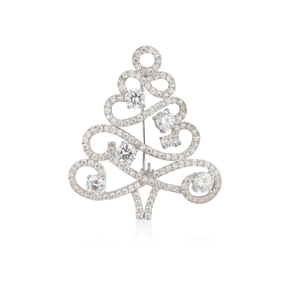 August Woods Silver Sparkle Christmas Tree Brooch