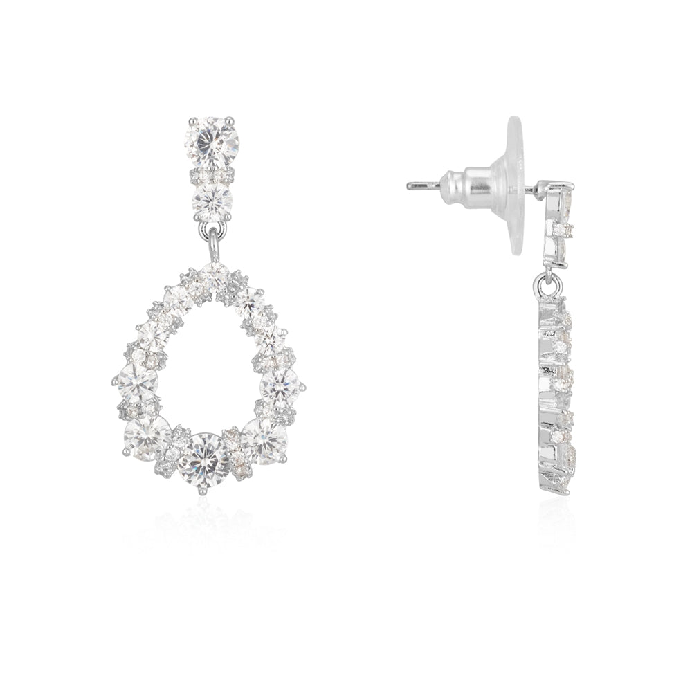 August Woods Silver Statement Sparkle Oval Earrings
