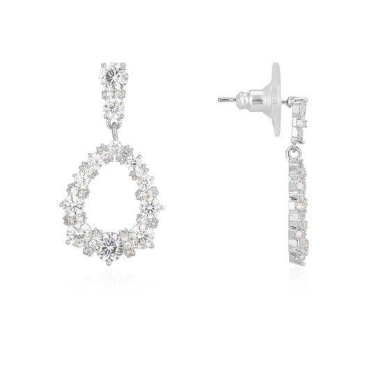 August Woods Silver Statement Sparkle Oval Earrings