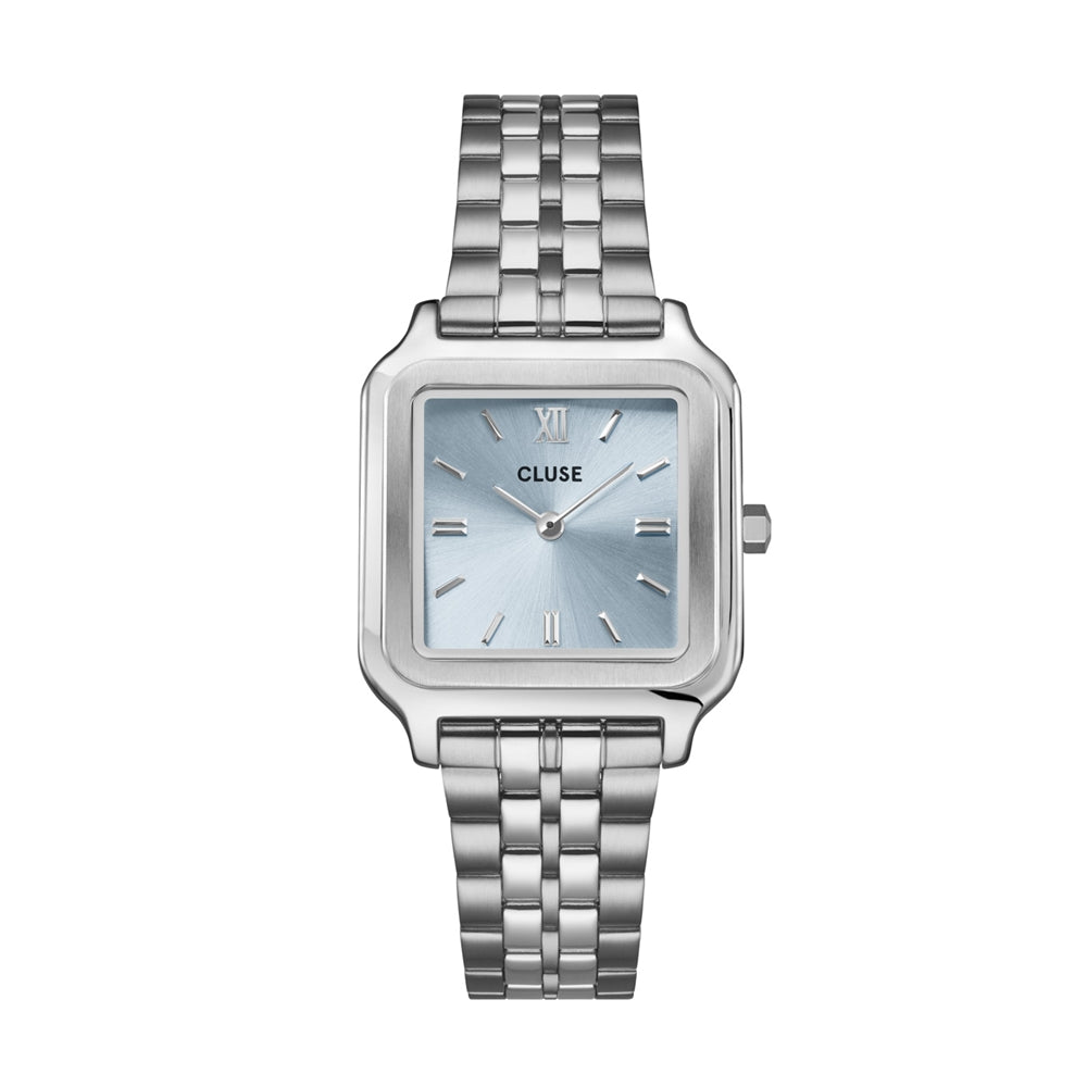 CLUSE Gracieuse Light Blue and Silver Square Watch