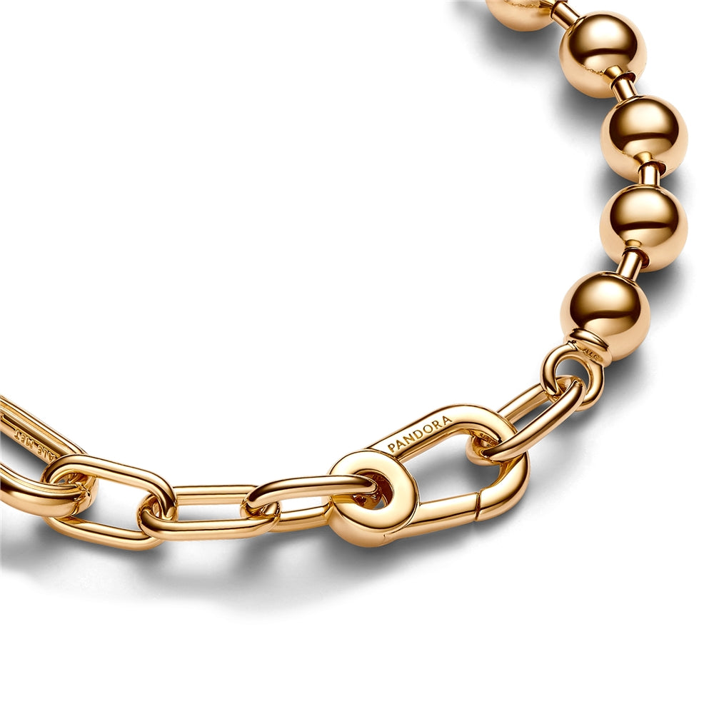 Pandora Gold Metal Bead & Link Chain Bracelet