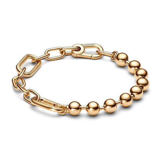 Pandora Gold Metal Bead & Link Chain Bracelet