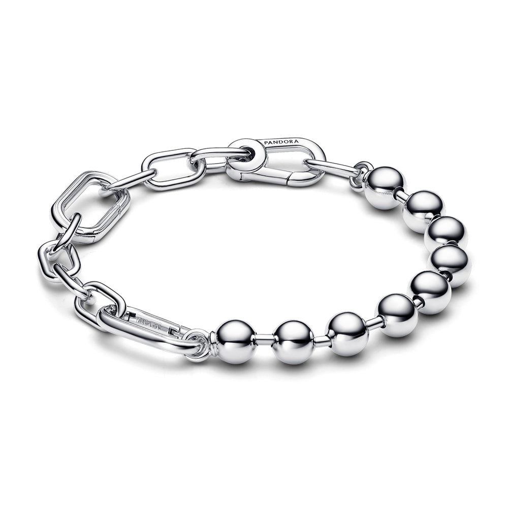 Pandora  Silver Metal Bead & Link Chain Bracelet