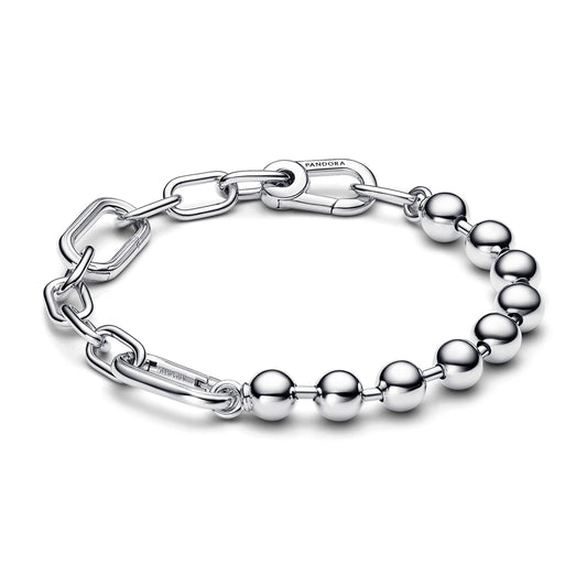 Pandora  Silver Metal Bead & Link Chain Bracelet