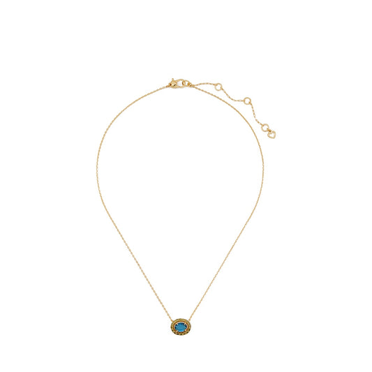 Kate Spade New York Gold Green + Blue Horizontal Oval Halo Necklace