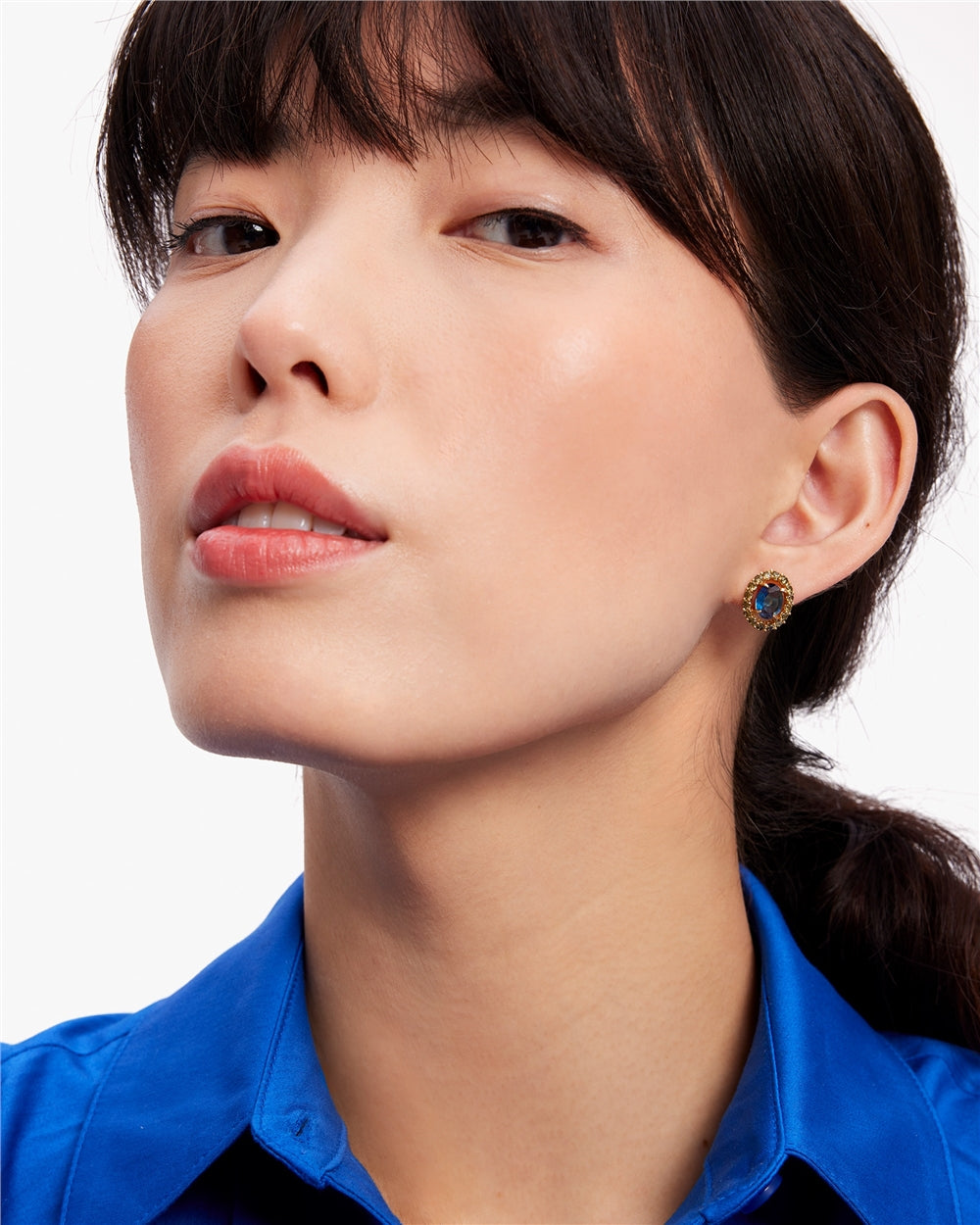 Kate Spade New York Gold Green Blue Horizontal Oval Halo Stud