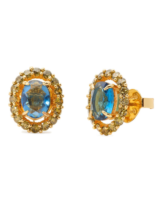Kate Spade New York Gold Green Blue Horizontal Oval Halo Stud