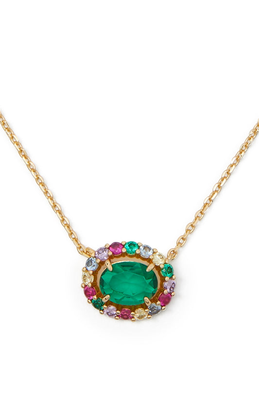 Kate Spade New York Gold Green + Multicolour Horizontal Oval Halo Necklace