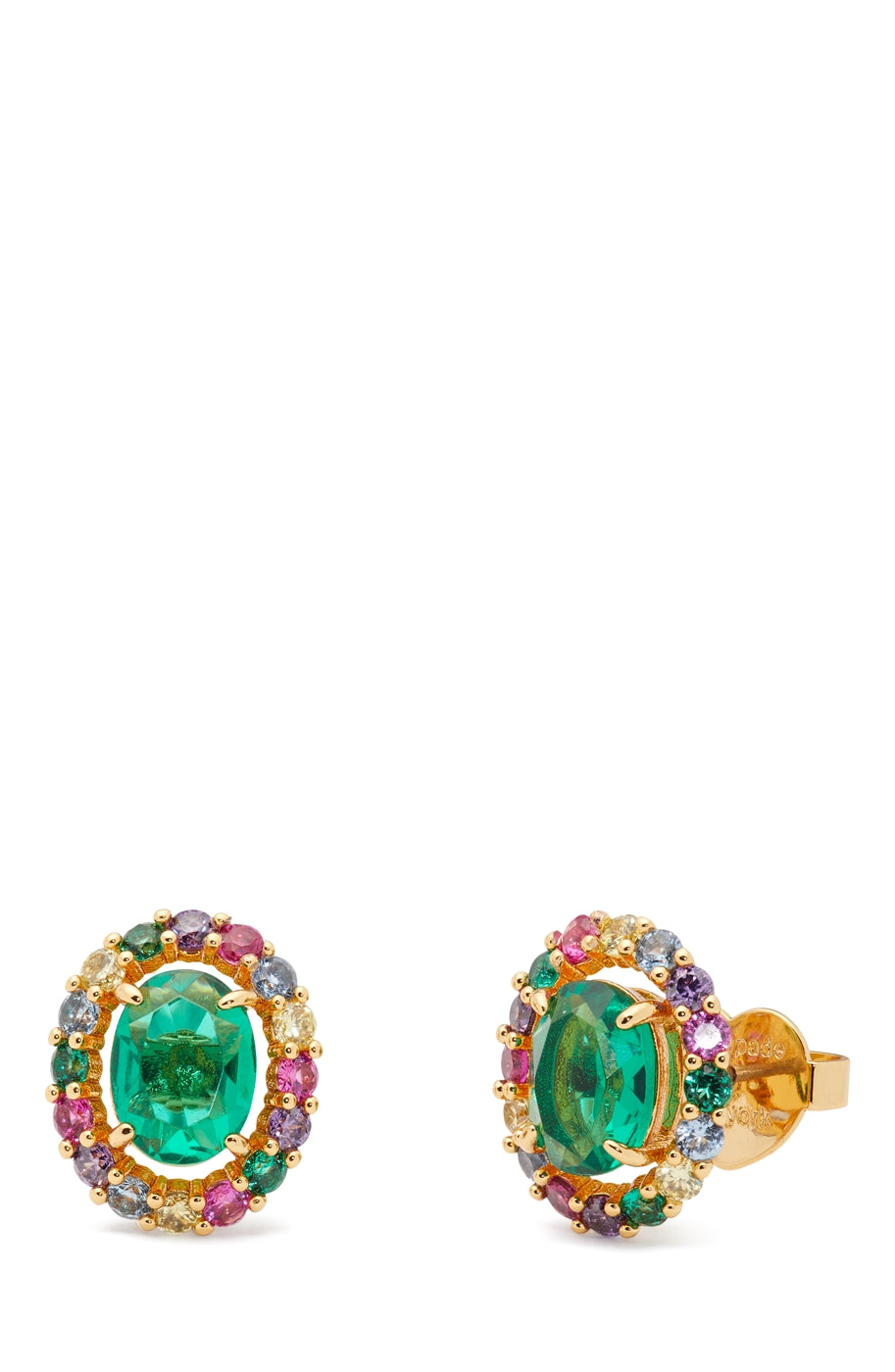 Kate Spade New York Gold Green + Multicolour Horizontal Oval Halo Studs