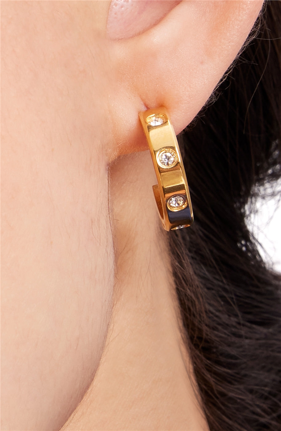 Kate Spade New York Gold Set In Stone Crystal Hoops