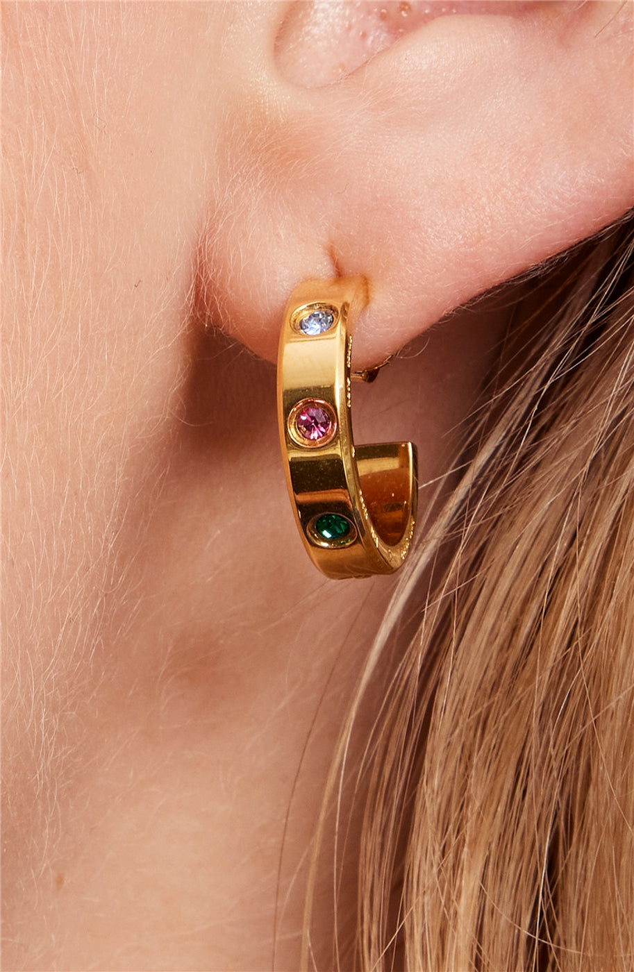 Kate Spade New York Gold Set In Stone Multi Crystal Hoops