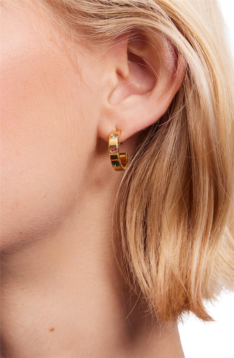 Kate Spade New York Gold Set In Stone Multi Crystal Hoops