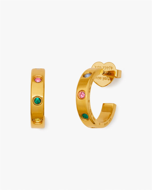 Kate Spade New York Gold Set In Stone Multi Crystal Hoops