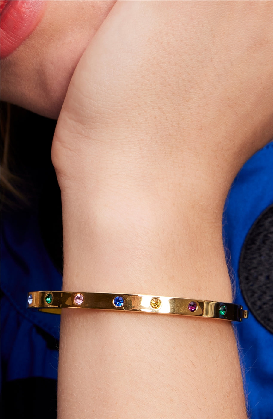 Kate Spade New York Gold Set in Stone Multicoloured Hinged Bangle