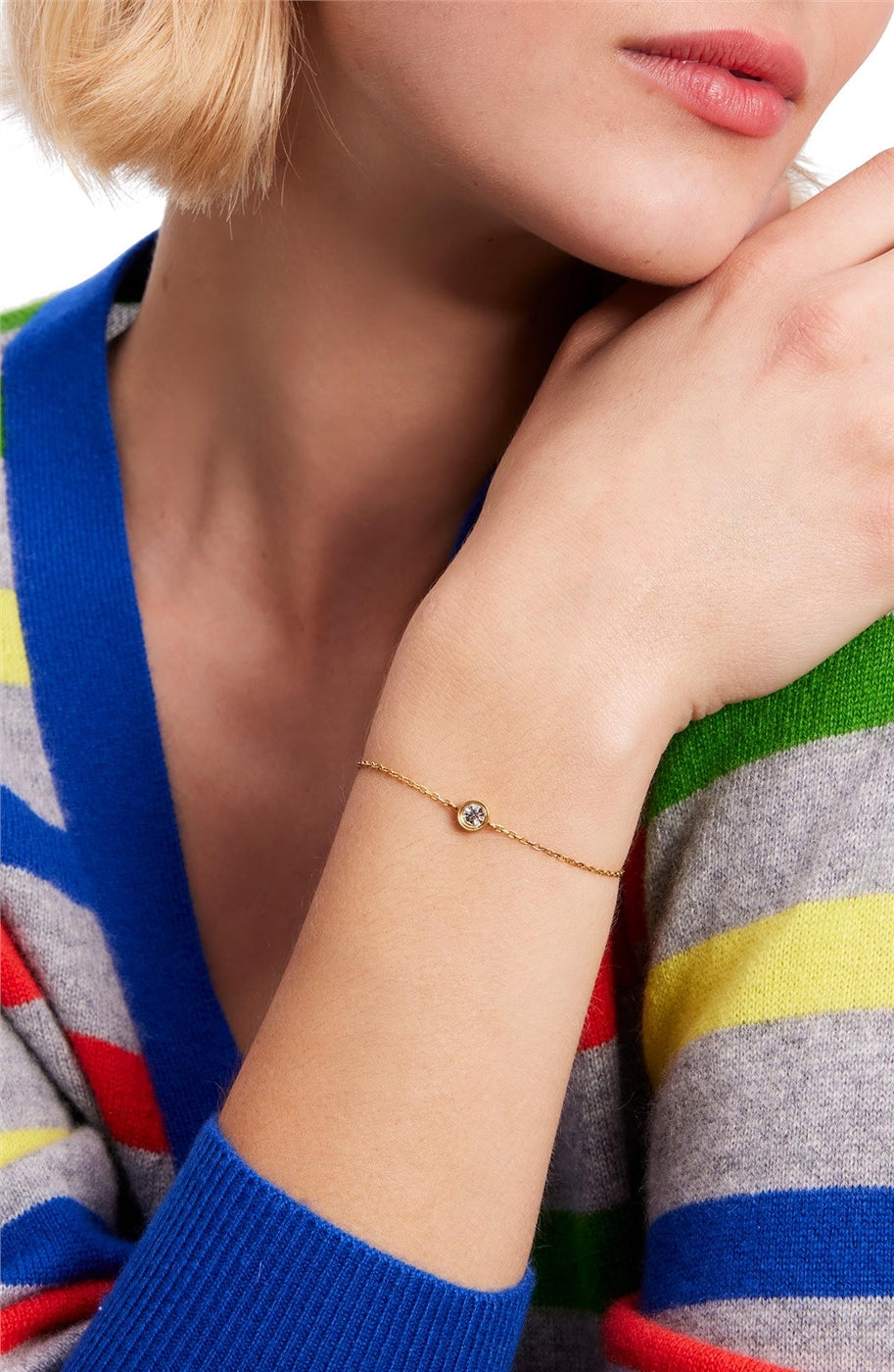 Kate Spade New York Gold Single Set In Stone Crystal Bracelet