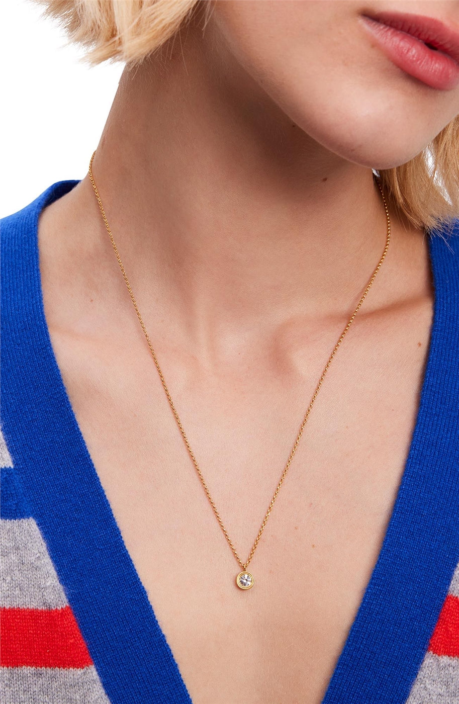 Kate Spade New York Gold Single Set In Stone Crystal Necklace