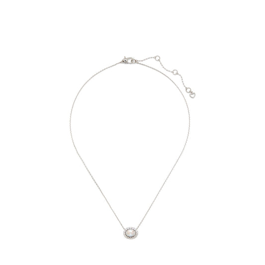 Kate Spade New York Silver Horizontal Oval Halo Necklace
