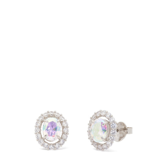 Kate Spade New York Silver Horizontal Oval Halo Studs