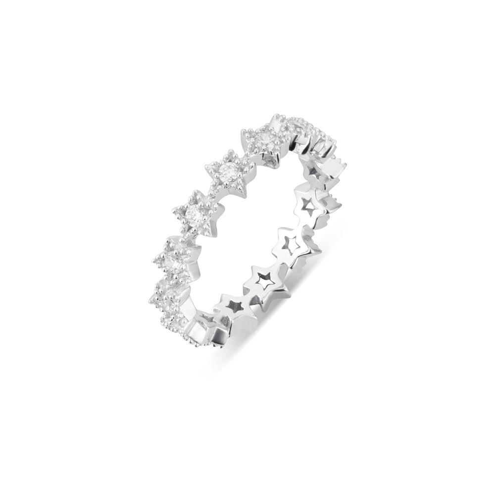 Argento Silver CZ Star Band Ring