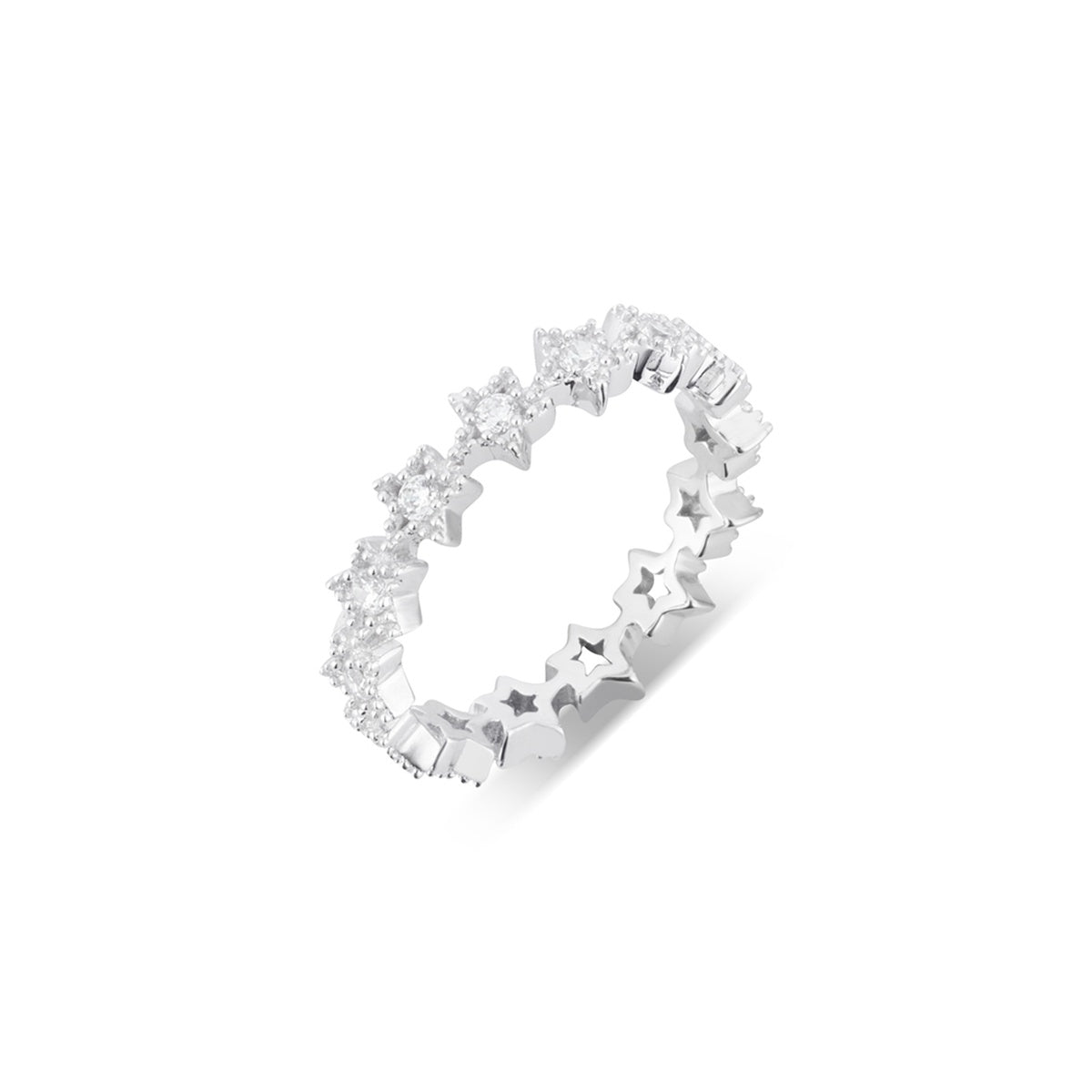 Argento Silver CZ Star Band Ring