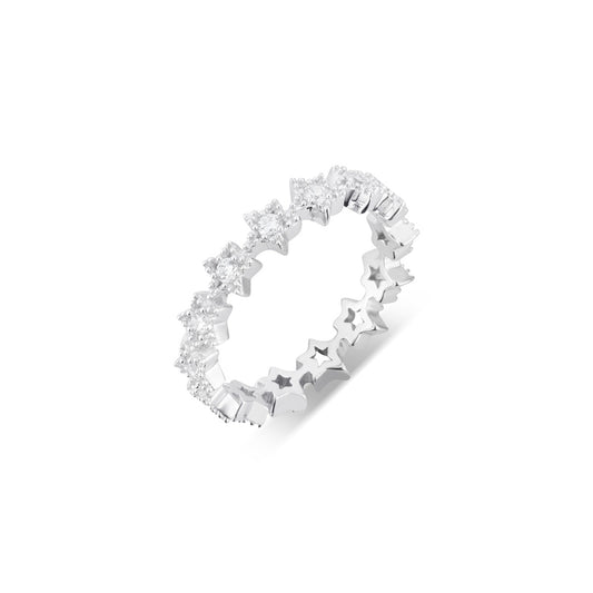 Argento Silver CZ Star Band Ring