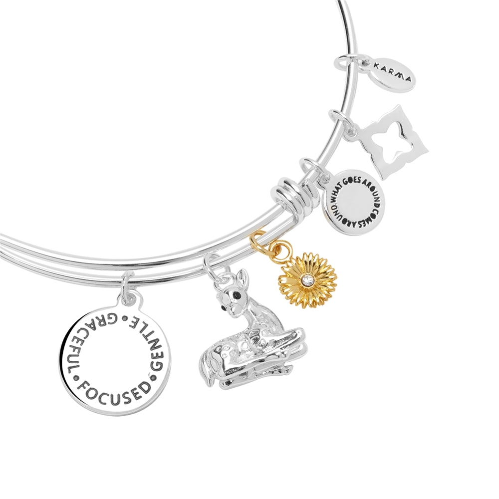 Karma Gold Plated Mix Deer Flower Bangle