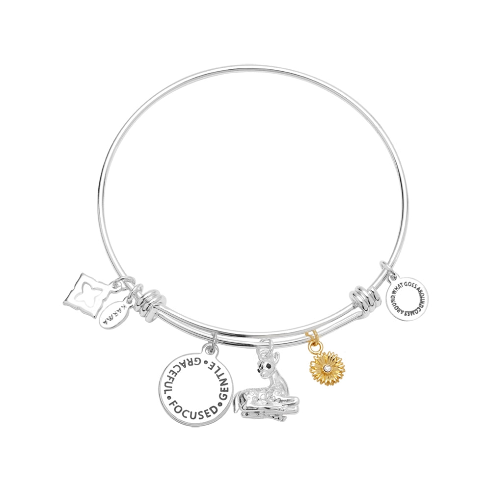 Karma Gold Plated Mix Deer Flower Bangle
