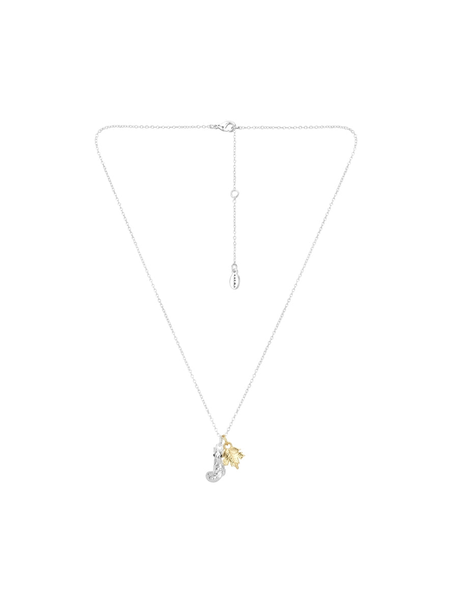 Karma Gold Plated Mix Fox Leaf Necklace