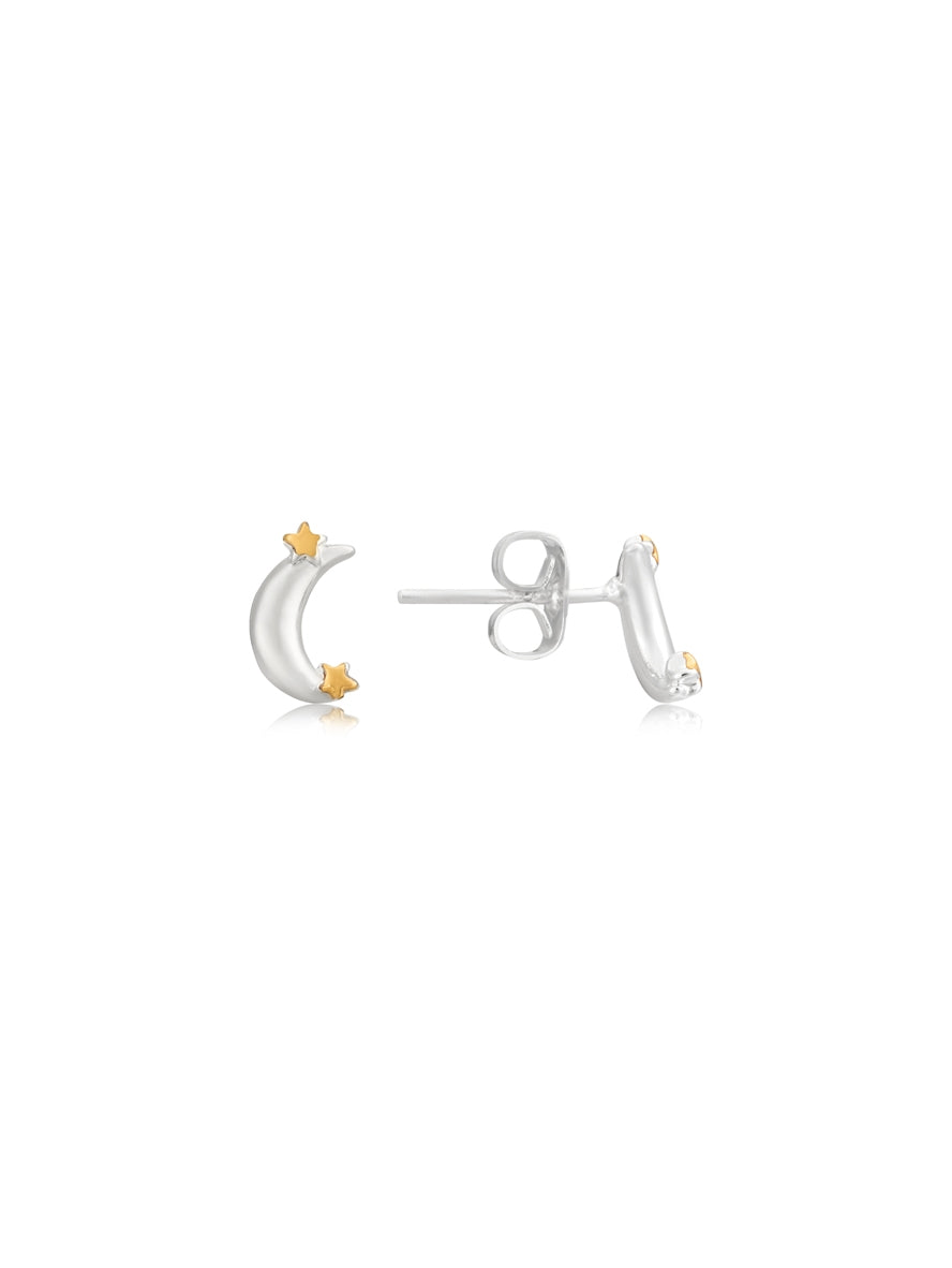 Karma Gold Plated Mix Moon Stars Studs