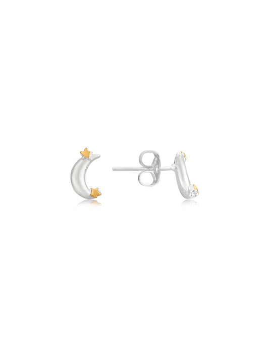 Karma Gold Plated Mix Moon Stars Studs